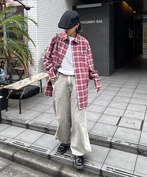 CIAOPANIC TYPY(チャオパニックティピー)の「【PATTIPATTI】ビックシルエットブランケットネルチェックシャツ(シャツ/ブラウス・メンズ・グリーン/レッド/ネイビー・MEDIUM/LARGE)」の4枚目の写真