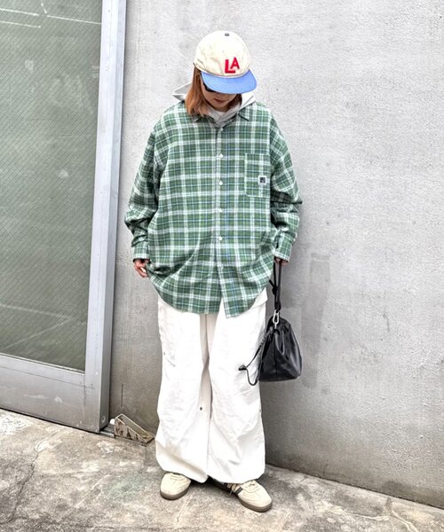 CIAOPANIC TYPY(チャオパニックティピー)の「【PATTIPATTI】ビックシルエットブランケットネルチェックシャツ(シャツ/ブラウス・メンズ・グリーン/レッド/ネイビー・MEDIUM/LARGE)」の6枚目の写真