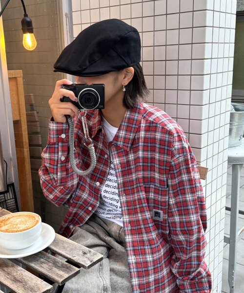 CIAOPANIC TYPY(チャオパニックティピー)の「【PATTIPATTI】ビックシルエットブランケットネルチェックシャツ(シャツ/ブラウス・メンズ・グリーン/レッド/ネイビー・MEDIUM/LARGE)」の8枚目の写真