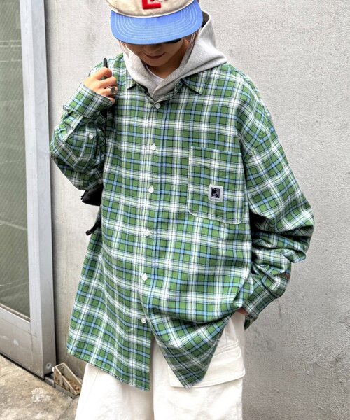 CIAOPANIC TYPY(チャオパニックティピー)の「【PATTIPATTI】ビックシルエットブランケットネルチェックシャツ(シャツ/ブラウス・メンズ・グリーン/レッド/ネイビー・MEDIUM/LARGE)」の20枚目の写真