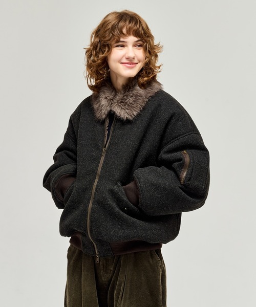 FUR-COLLARED MELTON FLIGHT JACKET / ファーメルトンフライト