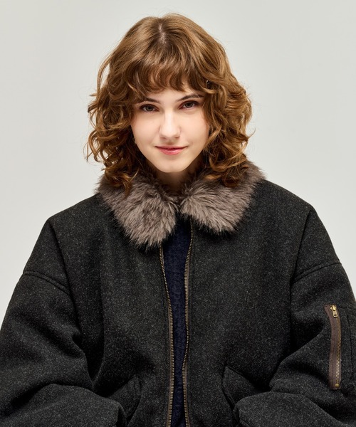 FUR-COLLARED MELTON FLIGHT JACKET / ファーメルトンフライト