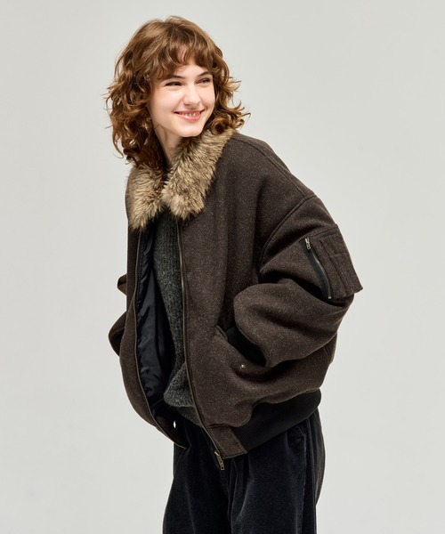 専用FUR-COLLARED MELTON FLIGHT JACKET FUR-COLLARED MELTON FLIGHT JACKET / ファーメルトンフライト