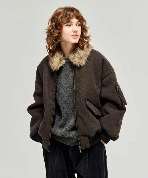 FUR-COLLARED MELTON FLIGHT JACKET / ファーメルトンフライト