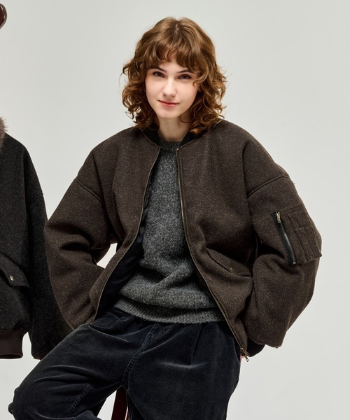 専用FUR-COLLARED MELTON FLIGHT JACKET FUR-COLLARED MELTON FLIGHT JACKET / ファーメルトンフライト