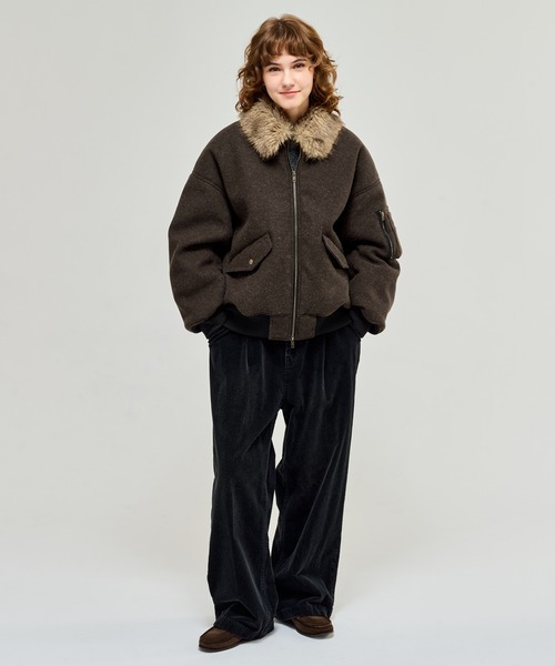 専用FUR-COLLARED MELTON FLIGHT JACKET FUR-COLLARED MELTON FLIGHT JACKET / ファーメルトンフライト