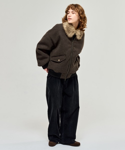 FUR-COLLARED MELTON FLIGHT JACKET / ファーメルトンフライト
