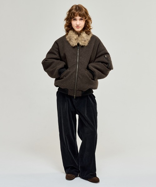 WETTEMPT ファーメルトンフライトジャケット Ｍサイズ　ブラック FUR-COLLARED MELTON FLIGHT JACKET / ファーメルトンフライト