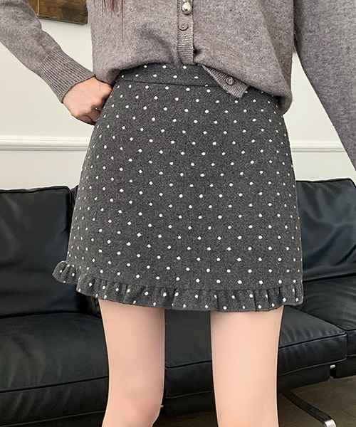 Nia（ニア）の「Nia(ニア)/ドット柄　裾フリルミニスカート（スカート・レディース・グレー/ブラック・SMALL/MEDIUM）」の22枚目の写真