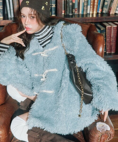 OLIVE des OLIVE（オリーブデオリーブ）の「【ふたばコラボ企画】ファーブルゾン（ブルゾン・レディース・ブラウン/オフホワイト/ブルー・FREE）」の14枚目の写真