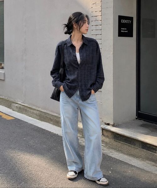 SUPERSUB(スーパーサブ)の「カットオフグランジチェックシャツ - スカイブルー(シャツ/ブラウス・レディース・その他・LARGE/SMALL/MEDIUM)」の2枚目の写真