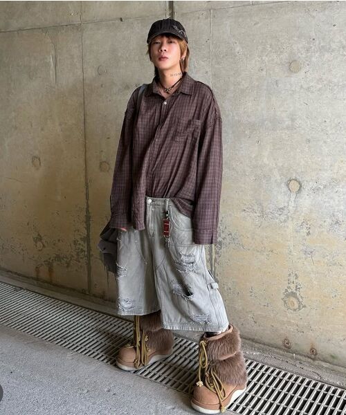 SUPERSUB(スーパーサブ)の「カットオフグランジチェックシャツ - スカイブルー(シャツ/ブラウス・レディース・その他・LARGE/SMALL/MEDIUM)」の12枚目の写真