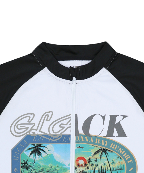 GLACK(グラック)の「GT145 ラゲージラベルグラフィック半袖ラッシュガード (ホワイト/ブラック)(Tシャツ/カットソー・レディース・その他・MEDIUM/LARGE)」の5枚目の写真