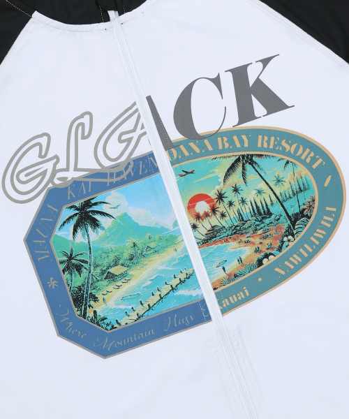 GLACK(グラック)の「GT145 ラゲージラベルグラフィック半袖ラッシュガード (ホワイト/ブラック)(Tシャツ/カットソー・レディース・その他・MEDIUM/LARGE)」の6枚目の写真
