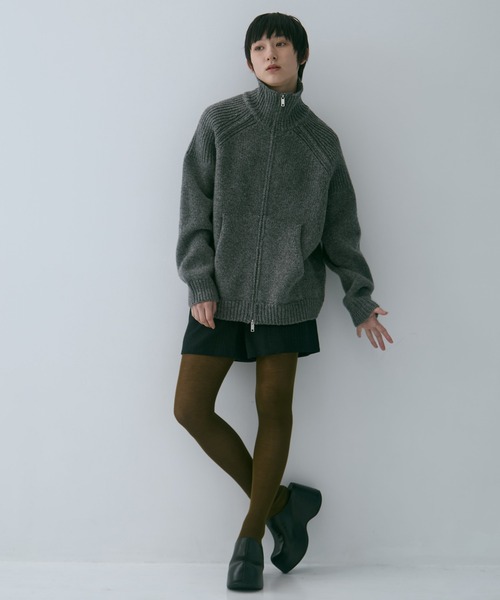 CLANE/クラネ】POCKET ZIP KNIT TOPS/ポケットジップニットトップス