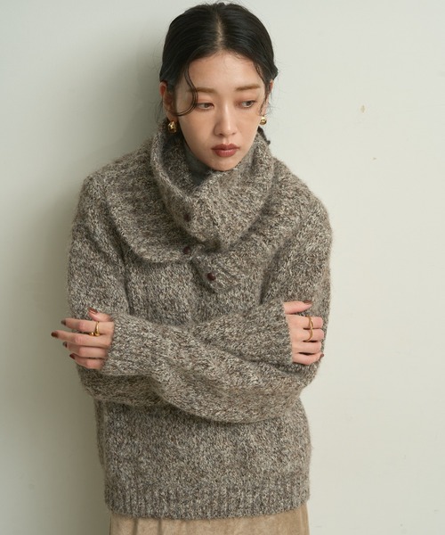Lutim by u（ルチバイユー）の「Frosty melange knit pullover /フロスティメランジニットプルオーバー（ニット/セーター・レディース・アイボリー/ブラック/ブラウン・FREE）」の7枚目の写真