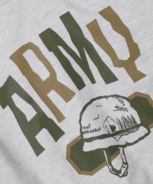 FRIZMWORKS(フリズムワークス)の「ARMY HELMET SWEATSHIRT _ WHITE MELANGE(スウェット・メンズ・その他・SMALL/MEDIUM/LARGE/X-LARGE)」の5枚目の写真