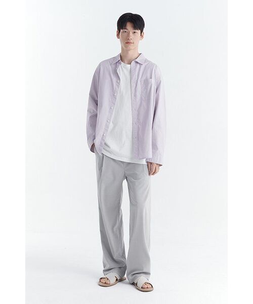 MUSINSA STANDARD（ムシンサスタンダード）の「リラックスドウォッシュドポプリンシャツ [パープルグレー]（シャツ/ブラウス・メンズ・その他・SMALL/MEDIUM/LARGE/X-LARGE/XX-LARGE）」の3枚目の写真