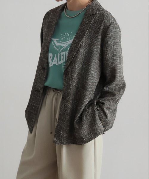 NOMBRE IMPAIR（ノンブルアンペール）の「からみツイード　シャツジャケット（テーラードジャケット・レディース・チャコールグレー/ホワイト・FREE）」の14枚目の写真