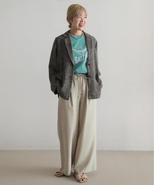 NOMBRE IMPAIR（ノンブルアンペール）の「からみツイード　シャツジャケット（テーラードジャケット・レディース・チャコールグレー/ホワイト・FREE）」の11枚目の写真
