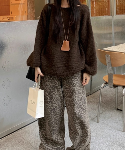 meJane（ミージェーン）の「ワイドネック ボリュームスリーブニットプルオーバー（ニット/セーター・レディース・ライトベージュ/オフホワイト/グレー/ブラウン・FREE）」の16枚目の写真