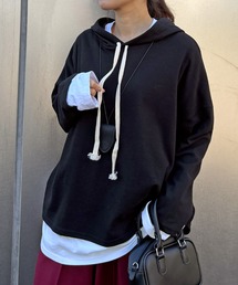 ISOOK | 【ISOOK / アイスー】バックタックフーディ / パーカー フード付き オーバーサイズ ビッグシルエット ルーズ丈 バックデザイン プルオーバー グレー ブラック 黒 ZOZOTOWN限定(パーカー)
