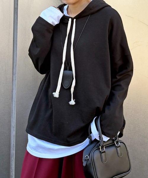 ISOOK（アイスー）の「【ISOOK / アイスー】バックタックフーディ / パーカー フード付き オーバーサイズ ビッグシルエット ルーズ丈 バックデザイン プルオーバー グレー ブラック 黒 ZOZOTOWN限定（パーカー・レディース・グレー/ブラック・FREE）」の10枚目の写真