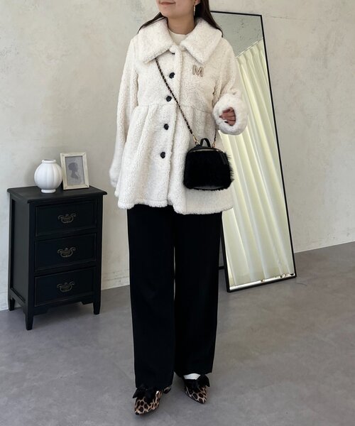 prose verse（プロズヴェール）の「ペプラムボアコート（その他アウター・レディース・ブラック/アイボリー・LARGE/MEDIUM）」の5枚目の写真