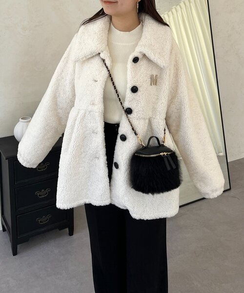 prose verse（プロズヴェール）の「ペプラムボアコート（その他アウター・レディース・ブラック/アイボリー・LARGE/MEDIUM）」の7枚目の写真