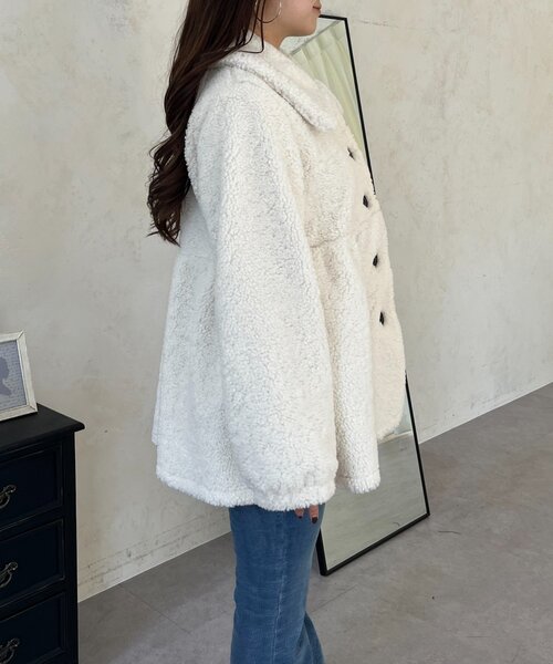 prose verse（プロズヴェール）の「ペプラムボアコート（その他アウター・レディース・ブラック/アイボリー・LARGE/MEDIUM）」の9枚目の写真