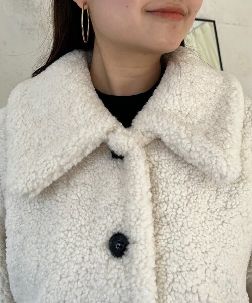 prose verse（プロズヴェール）の「ペプラムボアコート（その他アウター・レディース・ブラック/アイボリー・LARGE/MEDIUM）」の11枚目の写真