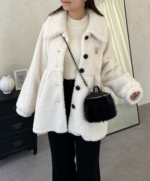 prose verse（プロズヴェール）の「ペプラムボアコート（その他アウター・レディース・ブラック/アイボリー・LARGE/MEDIUM）」の16枚目の写真