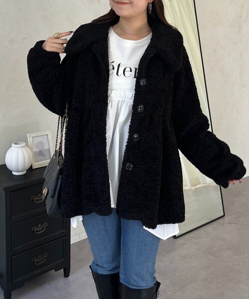 prose verse（プロズヴェール）の「ペプラムボアコート（その他アウター・レディース・ブラック/アイボリー・LARGE/MEDIUM）」の20枚目の写真