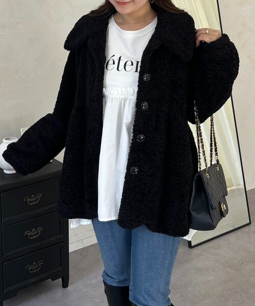 prose verse（プロズヴェール）の「ペプラムボアコート（その他アウター・レディース・ブラック/アイボリー・LARGE/MEDIUM）」の21枚目の写真