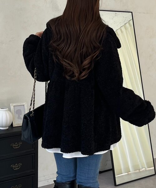 prose verse（プロズヴェール）の「ペプラムボアコート（その他アウター・レディース・ブラック/アイボリー・LARGE/MEDIUM）」の22枚目の写真