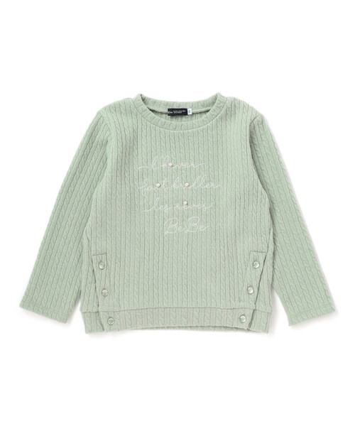 BeBe（ベベ）の「ケーブル編みカットニットサイドボタンプルオーバー（ニット/セーター・キッズ・グリーン/グレー・90cm/140cm/120cm/110cm/130cm/150cm/100cm）」の10枚目の写真