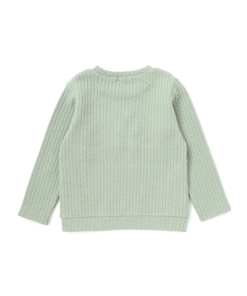 BeBe（ベベ）の「ケーブル編みカットニットサイドボタンプルオーバー（ニット/セーター・キッズ・グリーン/グレー・90cm/140cm/120cm/110cm/130cm/150cm/100cm）」の11枚目の写真