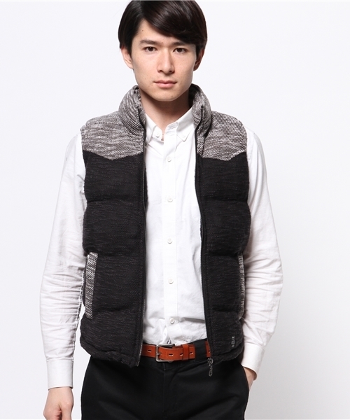 VENCEEXCHANGE（ヴァンスエクスチェンジ）の「スラブ切替中綿ベスト（ダウンベスト・メンズ・グレー/ブラック・MEDIUM/LARGE）」の5枚目の写真