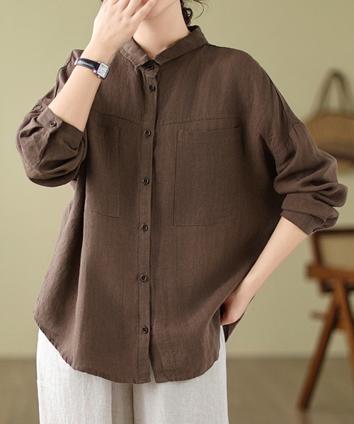 SallyLunn(サリーラン)の「オータムカラー長袖シャツ(シャツ/ブラウス・レディース・ブラウン/グリーン/カーキ・MEDIUM/LARGE)」の17枚目の写真