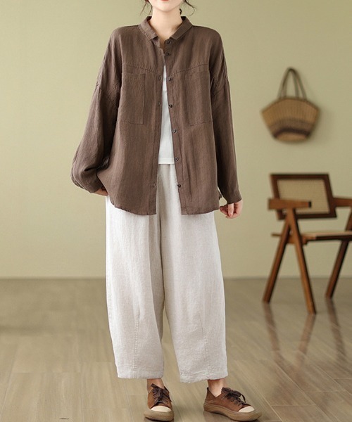 SallyLunn(サリーラン)の「オータムカラー長袖シャツ(シャツ/ブラウス・レディース・ブラウン/グリーン/カーキ・MEDIUM/LARGE)」の10枚目の写真