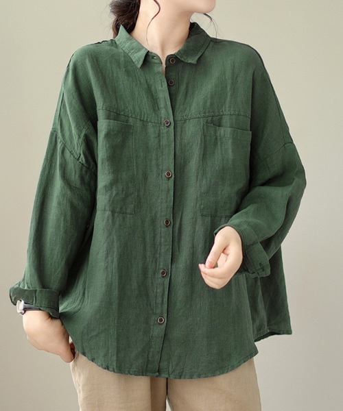SallyLunn(サリーラン)の「オータムカラー長袖シャツ(シャツ/ブラウス・レディース・ブラウン/グリーン/カーキ・MEDIUM/LARGE)」の13枚目の写真