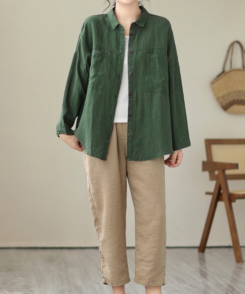 SallyLunn(サリーラン)の「オータムカラー長袖シャツ(シャツ/ブラウス・レディース・ブラウン/グリーン/カーキ・MEDIUM/LARGE)」の14枚目の写真