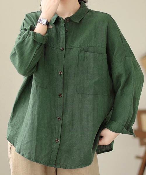 SallyLunn(サリーラン)の「オータムカラー長袖シャツ(シャツ/ブラウス・レディース・ブラウン/グリーン/カーキ・MEDIUM/LARGE)」の15枚目の写真