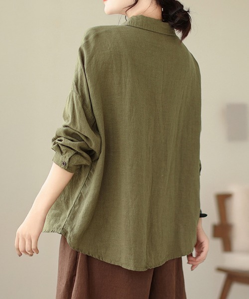 SallyLunn(サリーラン)の「オータムカラー長袖シャツ(シャツ/ブラウス・レディース・ブラウン/グリーン/カーキ・MEDIUM/LARGE)」の8枚目の写真