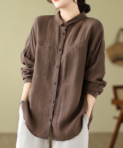 SallyLunn(サリーラン)の「オータムカラー長袖シャツ(シャツ/ブラウス・レディース・ブラウン/グリーン/カーキ・MEDIUM/LARGE)」の16枚目の写真