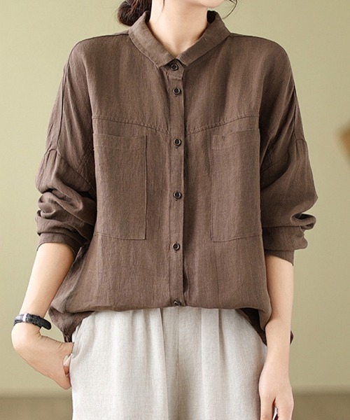 SallyLunn(サリーラン)の「オータムカラー長袖シャツ(シャツ/ブラウス・レディース・ブラウン/グリーン/カーキ・MEDIUM/LARGE)」の18枚目の写真