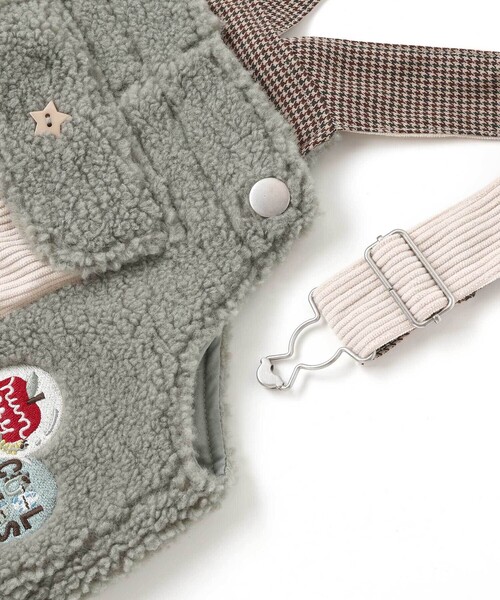 SLAP SLIP（スラップスリップ）の「フロントポケットもこもこボアサロペット(80~110cm)（サロペット/オーバーオール・キッズ・ベージュ系その他/グリーン・110cm/80ｃｍ/90cm/100cm）」の10枚目の写真