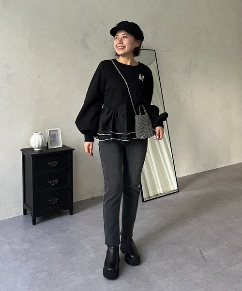 prose verse(プロズヴェール)の「【MOMO】裏微起毛ストレッチテーパードデニム(デニムパンツ・レディース・ブラック・PL/PM/SHORT/LARGE/MEDIUM/SMALL)」の19枚目の写真