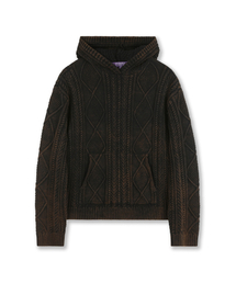 FISHERMAN CABLE KNIT HOODIE WASHED BLACK
