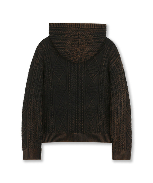 BESLOW(ビースロー)の「FISHERMAN CABLE KNIT HOODIE WASHED BLACK(ニット/セーター・メンズ・その他・SMALL/MEDIUM/LARGE/X-LARGE)」の6枚目の写真